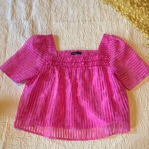 Very J Fuchsia Textured Blouse